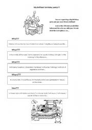 English worksheet: My brilliant birthday -  practicing wh questions