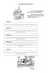 English Worksheet: My brilliant birthday -  practicing wh questions