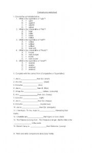 English worksheet: comparisons