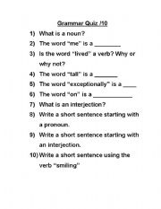 English worksheet: Grammar Quiz