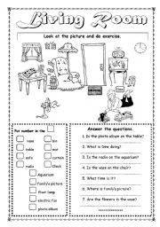 English Worksheet:  Living room