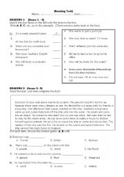 English Worksheet: Reading test