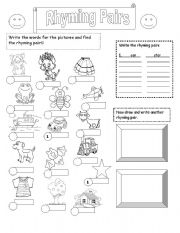 Rhyming pairs worksheet