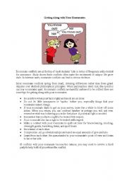 English Worksheet: Getting Along with your Roommate