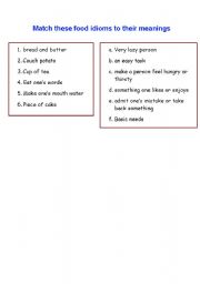 English worksheet: Food idioms