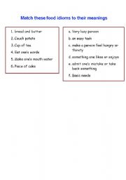English Worksheet: Food idioms