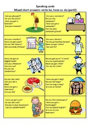 English Worksheet: short answer speaking cards 2/2