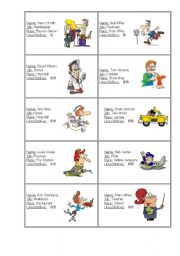 English Worksheet: ID cards to practise WH questions dealing with jobs Set 1