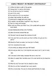 English Worksheet: Simple present or present continuous?