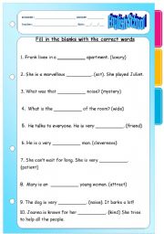English worksheet: Word Derivatives2