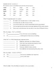 English Worksheet: Reading Reviewer grade 3