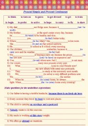 English Worksheet: Present Simple and Present Continuous. Vocabulary Choice. Wh-Questions.