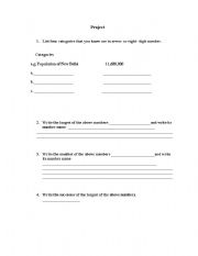 English Worksheet: large number