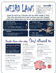 English Worksheet: to be allowed to - weird laws around the world - fully editable