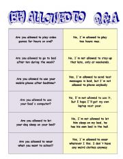 QUESTIONS AND ANSWER CARDS: be allowed to - ESL worksheet by lisa.weix