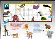 English Worksheet: 20 animal names Criss-Cross puzzle with key