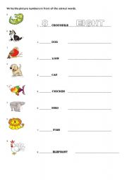 English worksheet: animals