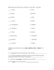 English Worksheet: Latin roots doc, ject, sequ, pend, rupt   + grammar review