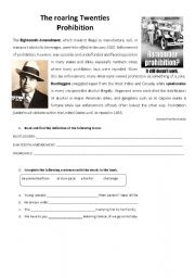 English Worksheet: Prohibition (1920s)