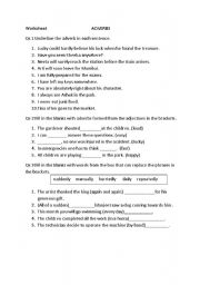 English Worksheet: adverb practice