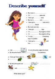 English Worksheet: describe yourself-girl