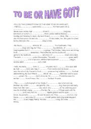 English Worksheet: to be or have got