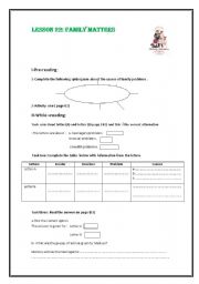 English Worksheet: Family matters