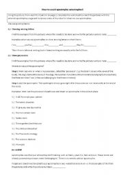 English Worksheet: How to avoid apostrophe catastrophes!