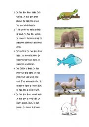English Worksheet: A reading about animals with matching activity for young learners