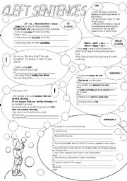 English Worksheet: CLEFT SENTENCES (adding emphasis)