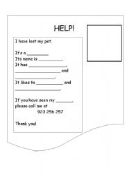 English Worksheet: Lost pet