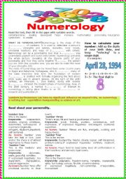 English Worksheet: Numerology