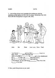 English Worksheet: the family