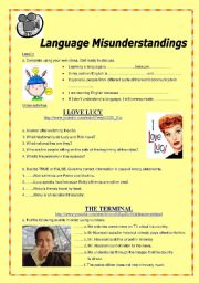 English Worksheet: LANGUAGE MISUNDERSTANDINGS