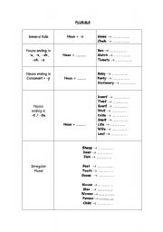 English worksheet: Plurals