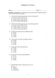 English worksheet: math