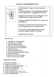 English Worksheet: He goes to the supermarket on foot
