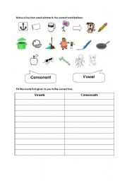 English worksheet: Vowels and Consonants