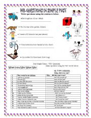 English Worksheet: wh-question and simple past