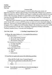 English Worksheet: Exam topic  Tsunami 2004