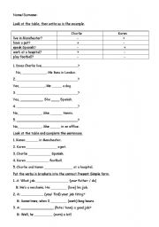 English worksheet: past simple and present continuous