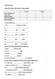 English Worksheet: past simple and present continuous