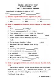 English Worksheet: Adverbs of manner