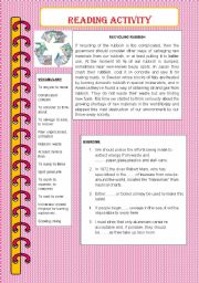 English Worksheet: Recycling Rubbish