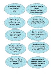 English Worksheet: Speaking Activity