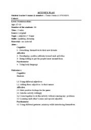 English Worksheet: activity plan