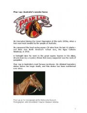 English Worksheet: Phar Lap - the wonder horse of its time