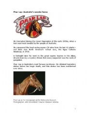 English worksheet: Phar Lap - the wonder horse of its time