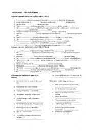 English Worksheet: Worksheet-Past Perfect Tense