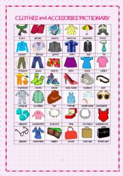 English Worksheet: Clothes and Accessories Pictionary